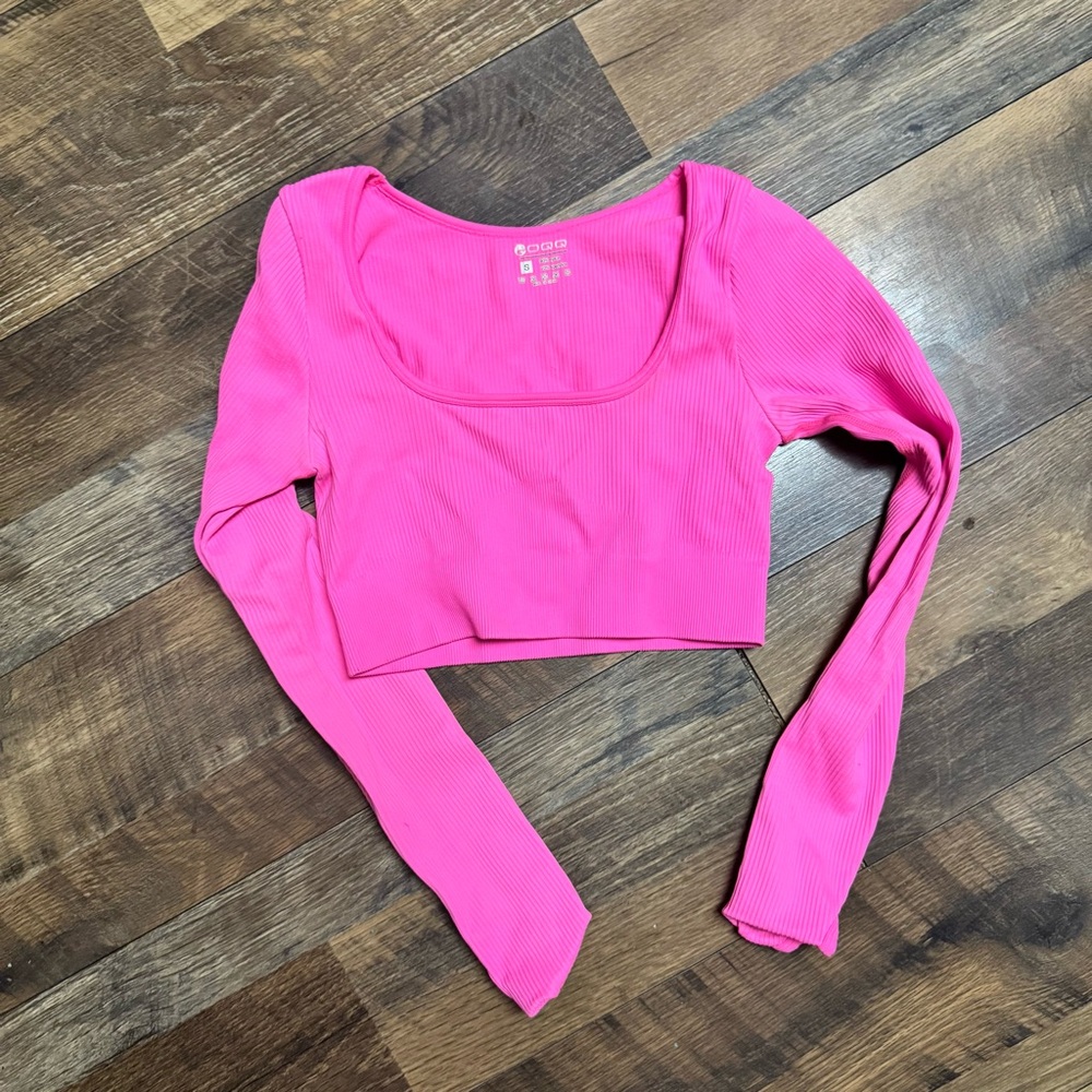 OQQ Hot Pink Ribbed Crop Top